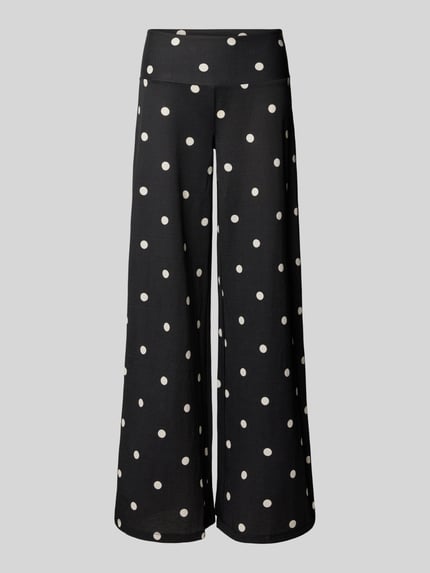 Produktfoto, Wide Leg Pants aus viscosemix met polkadots, uitlopend model, haakjes- en ritssluiting aan de zijkant, Gina Tricot, dames, bandwijdte 41 cm, binnenbeenlengte 82 cm, Wide Leg Pants aus Viskose-Mix met seitlichem Reißverschluss van Gina Tricot