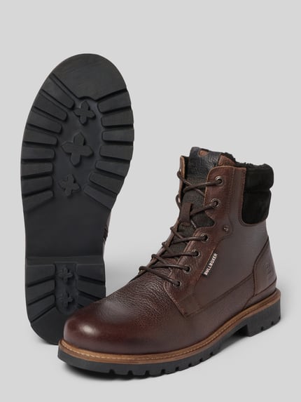 BULLBOXER Schnürstiefel aus Rindsnappa mit Reißverschluss Dunkelbraun 4