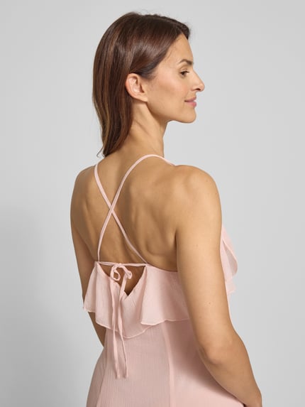 VERO MODA Fließendes Maxikleid mit Rüschen Modell 'CAMILLE' Rosa 3