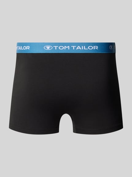 Produktfoto, Pants mit elastischem Logo-Bund im 3er-Pack von TOM TAILOR, unifarbene Herren Trunks aus Jersey mit Strukturmuster und Logo-Schriftzug.
