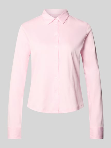 Produktfoto, Regular Fit Bluse aus Baumwolle von Christian Berg Woman in zartem Rosa, Knopfleiste und Hemdblusenkragen, glatte Struktur