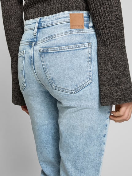 PIECES Straight Fit Jeans aus Baumwoll-Mix Modell 'KELLY' Hellblau 3