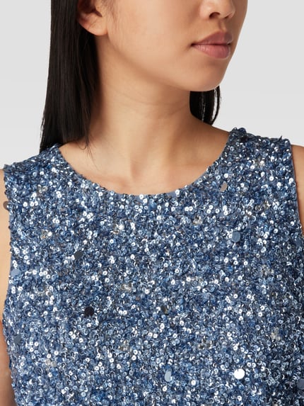 Lace & Beads Kort top met pailletten Bleu - 3
