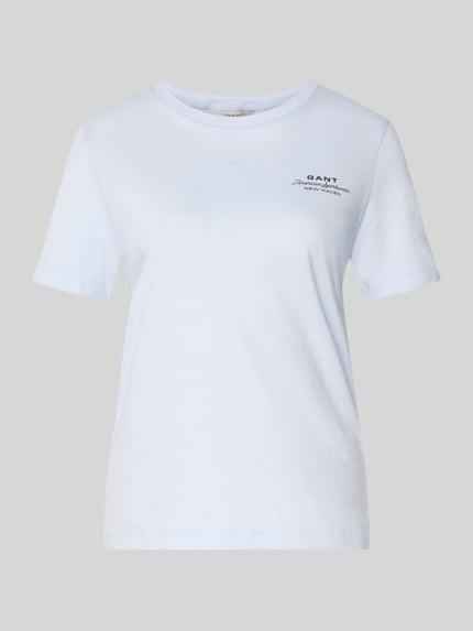 GANT t-shirt z nadrukiem z logo i okrągłym dekoltem Jasnoniebieski 2