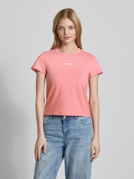 REVIEW T-Shirt mit Label-Print Pink 4