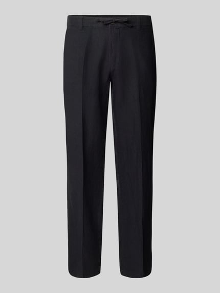 Selected Regular Fit Leinenhose mit Bügelfalten Modell 'LEROY' Black 2