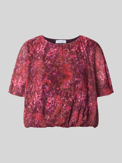 Produktfoto, Regular Fit Bluse in Falten-Optik von Rich & Royal, floraler Allover-Print, kurzärmelig, elastischer Bund, Damenmode