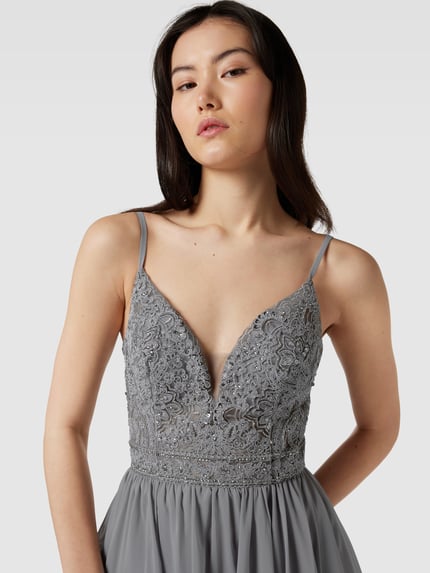 LUXUAR FASHION Sukienka koktajlowa z cekinowym obszyciem Srebrny 3