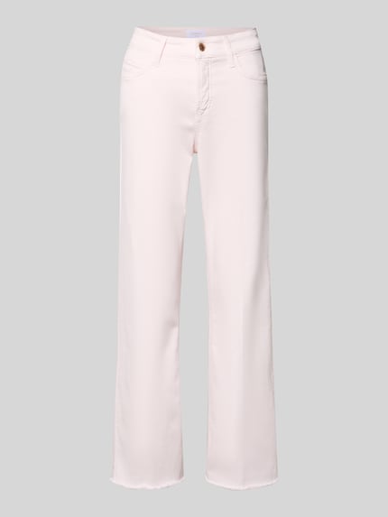 Produktfoto, helle Jeans mit Fransen Modell 'FRANCESCA' von Cambio aus Baumwoll-Mix mit Stretch-Anteil, verkürzte Passform, Damen