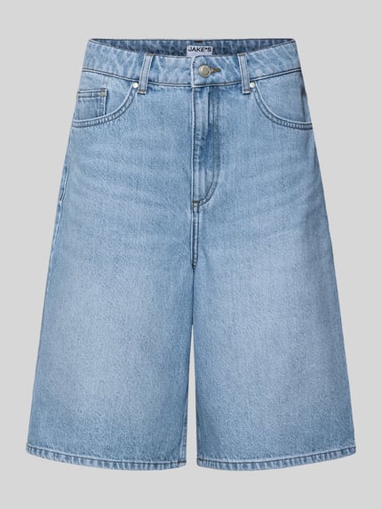 Produktfoto, Bermudas in Denim-Optik van JAKE*S STUDIO WOMAN, losse pasvorm, lichtblauwe jeans, 5-pocket, knoop- en ritssluiting.