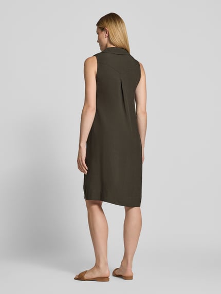 OPUS Knielanges Kleid aus Viskose-Leinen-Mix Modell 'Wika' Khaki 5