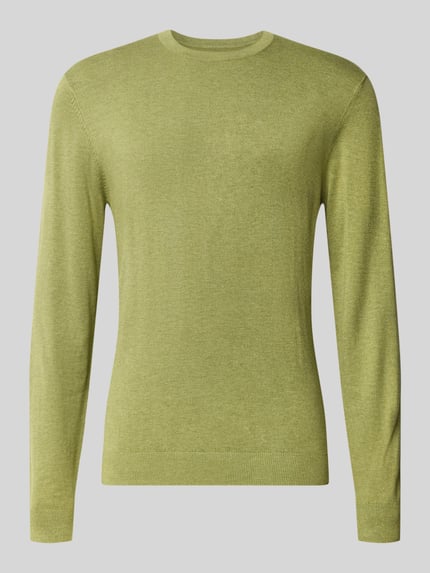 Produktfoto, Strickpullover mit geripptem Rundhalsausschnitt von MCNEAL in Grün, taillierte Passform, gerippte Abschlüsse, glatte Textur