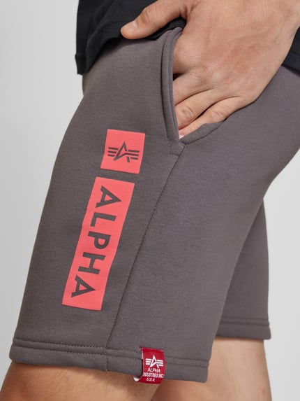 Alpha Industries Sweatshorts met elastische band en tunnelkoord Antraciet - 3