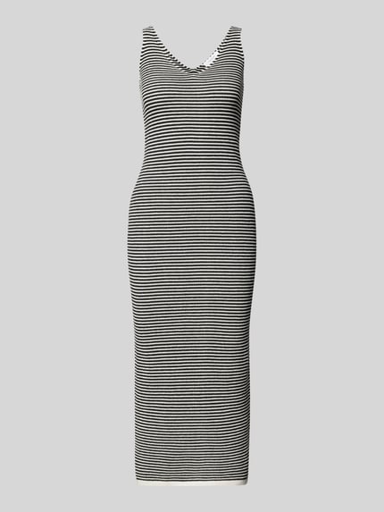 COMMA Midi-jurk met streepmotief Zwart - 2