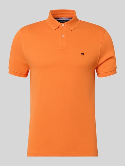 Produktfoto, Regular Fit Poloshirt aus Baumwoll-Mix von Tommy Hilfiger, efekt: jednolity kolor, krój regular fit, wyhaftowane logo, kołnierzyk polo, zapięcie na 2 guziki, krótki rękaw, wykończenie: z rozcięciem, wykończenie materiału: pika, mieszanka bawełny
