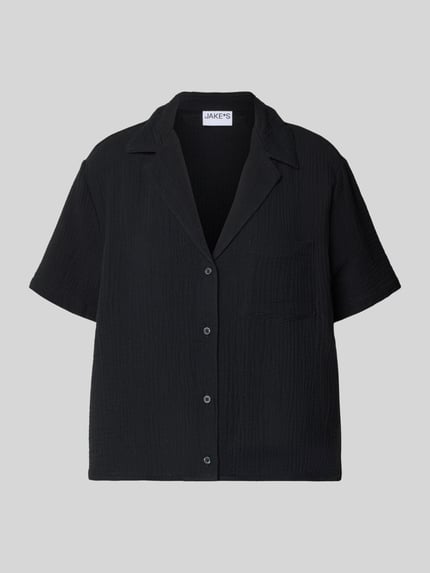 Produktfoto, Relaxed Fit pyjamabovendeel met borstzak van Jake*s Casual, puur katoen met structuurpatroon, reverskraag, knoopsluiting, met korte mouwen