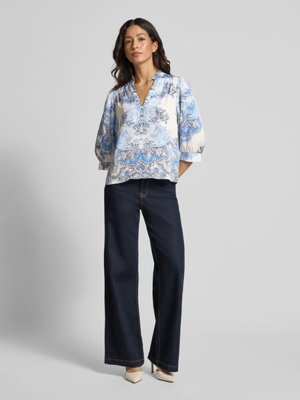 Neo Noir Overhemdblouse met knoopsluiting, model 'Roselle' Blauw - 1