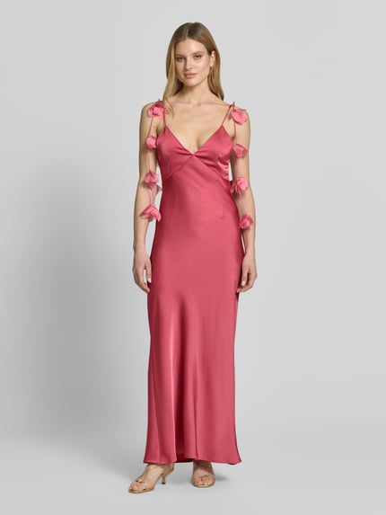 Neo Noir Avondjurk met florale details model 'Colly' Felroze - 4