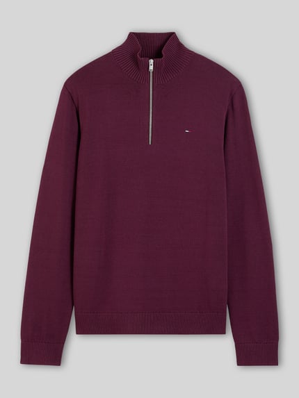 Tommy Jeans Slim Fit Troyer aus reiner Baumwolle Bordeaux 2