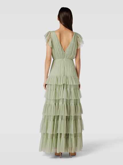 Lace & Beads Abendkleid mit Volants Schilf 5
