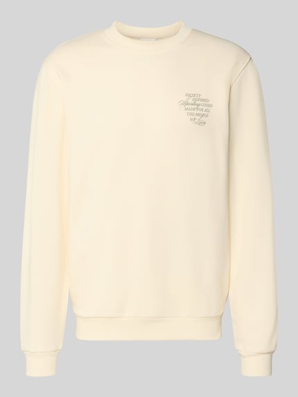 Produktfoto, cremefarbenes Sweatshirt mit Rundhalsausschnitt und Statement-Print, Baumwolle, Loose Fit, Sweatshirt mit rückseitigem Motiv-Print Modell 'Ben Faience' von Les Deux
