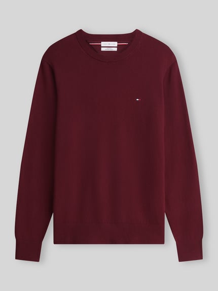 Tommy Hilfiger Regular Fit Pullover aus Baumwoll-Kaschmir-Mix Bordeaux 2