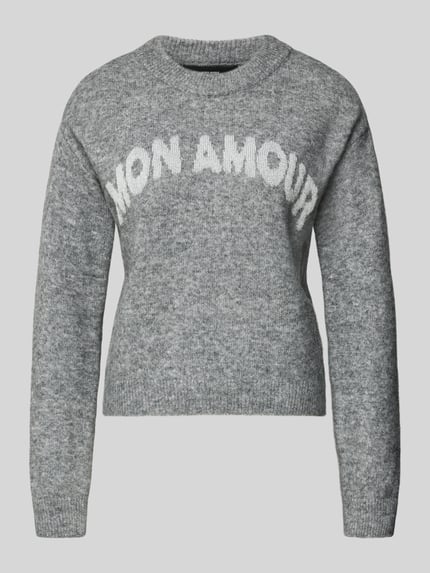 VERO MODA Regular Fit Strickpullover mit Viskose-Anteil Modell 'AMOREMIO' Mittelgrau Melange 2