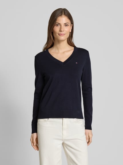 Tommy Hilfiger Pullover mit regulärem Schnitt und unifarbenem Design Dunkelblau 4