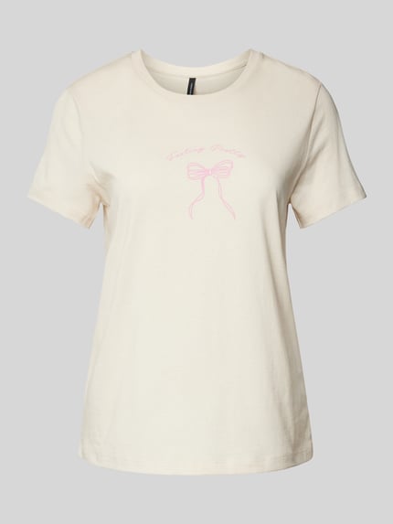 VERO MODA Regular Fit T-Shirt aus reiner Baumwolle Modell 'VANESSA' Offwhite 2
