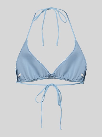 Produktfoto, Bikini-Oberteil mit Stitchings und Schnürung Modell 'HESPERA' von MC2 Saint Barth in Hellblau, Material-Mix mit Stretch-Anteil, körpernahe Passform, Allover-Look