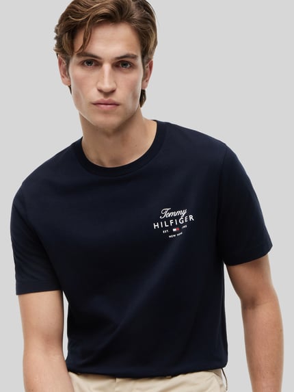 Tommy Hilfiger regular fit T-shirt van puur katoen Marineblauw - 3