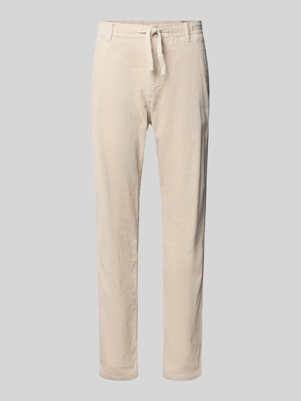 spodnie sztruksowe o kroju regular fit z pasem ze ściąganiem Shop The Look MANNEQUINE