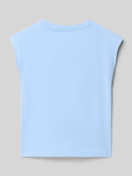 s.Oliver RED LABEL V-Shape T-Shirt aus reiner Baumwolle Bleu 3