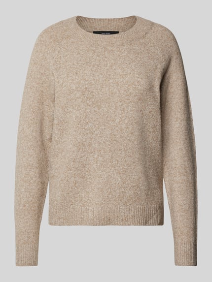VERO MODA Regular Fit Strickpullover mit Crew Neck Modell 'DOFFY' Beige Melange 2