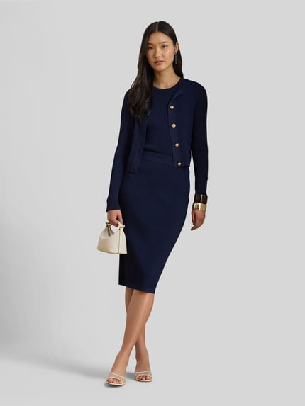 Lauren Ralph Lauren Slim Fit Strickjacke mit Knopf Details Marine 1