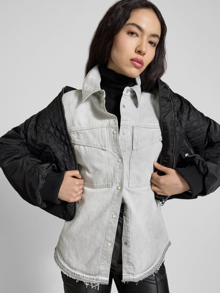 Closed Bluzka koszulowa z tkaniny stylizowanej na denim Jasnoszary 3