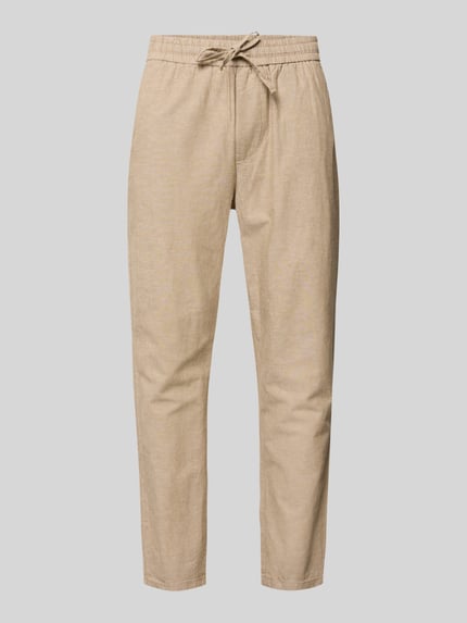 ONLY & SONS tapered linnenbroek van mix van katoen en linnen model 'LINUS' Beige gemêleerd - 2