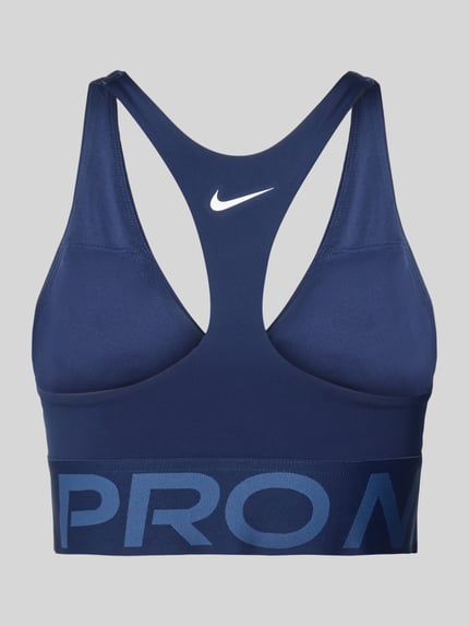 Productfoto, donkerblauw 'Bustier mit Label-Details und Cut Out' van NIKE TRAINING, aangesloten fit, labeldetails, cut out, racerback, logo