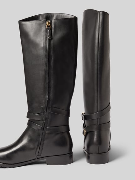 Lauren Ralph Lauren Leren laarzen met doornsluiting, model 'COLLINS' Zwart - 2
