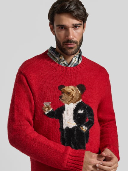 Polo Ralph Lauren Regular Fit Pullover aus reiner Wolle mit Polo-Bear-Intarsie Rot 3