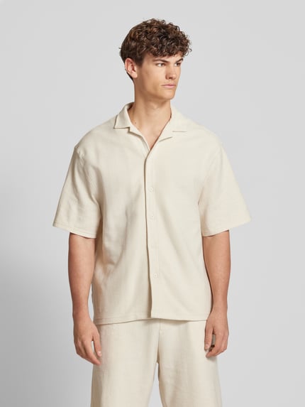 REVIEW Relaxed fit vrijetijdsoverhemd met structuurmotief Ecru - 4