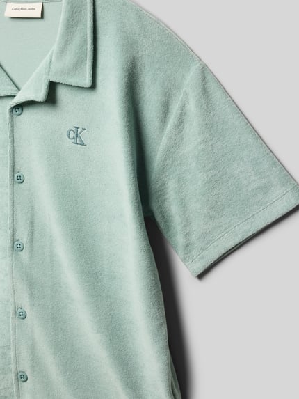 Calvin Klein Jeans Vrijetijdsoverhemd van badstof met logostitching Lindegroen - 2