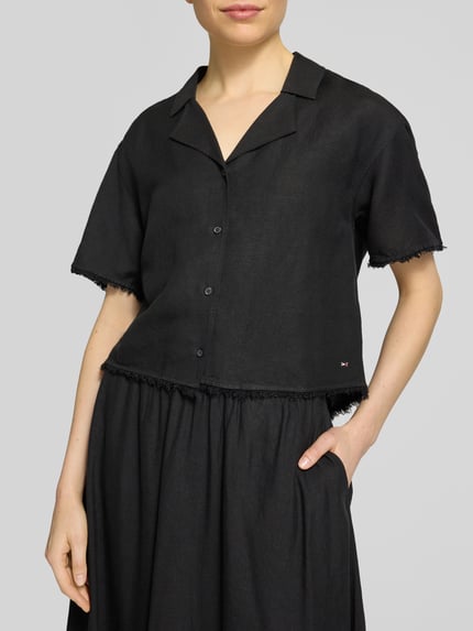 Tommy Hilfiger boxy fit linnen blouse met viscose BLACK - 3