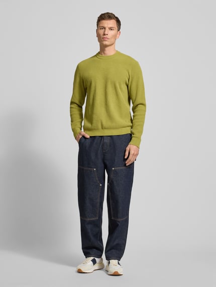 Jake*s Studio Men Sweter z dzianiny z prążkowanymi wykończeniami Zielony 1