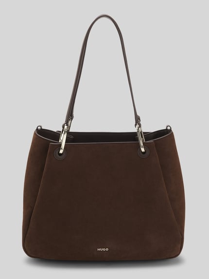 HUGO Handtas met velourslook met leer-aandeel Donkerbruin - 1