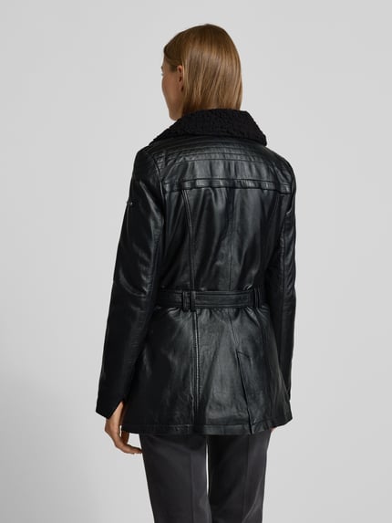 Cabrini Ledermantel mit Reverskragen Black 5