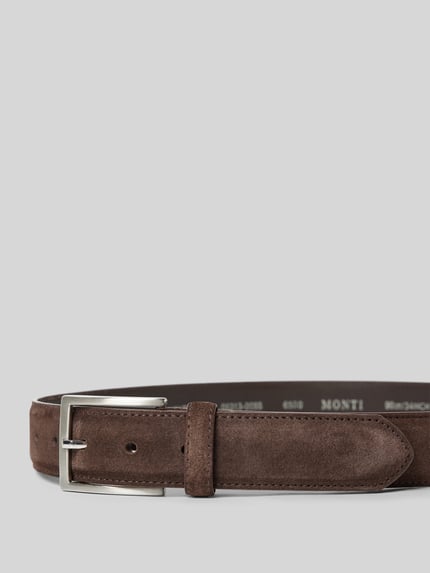 MONTI Leren riem met doornsluiting, model 'MONTREAL' Chocoladebruin - 2