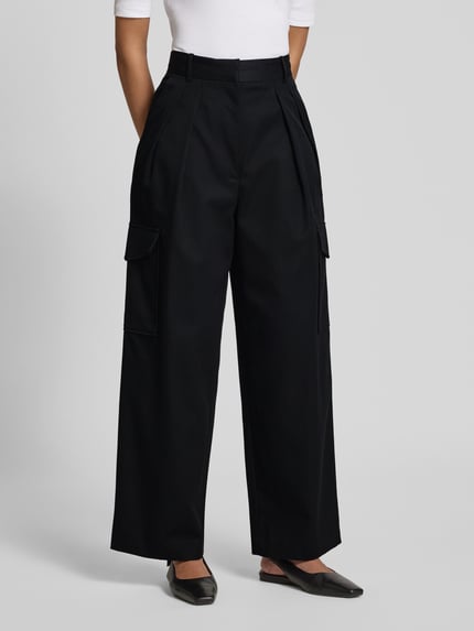 IVY OAK Wide Leg Bundfaltenhose mit Cargotaschen Modell 'PRESTIGE' Marine 4