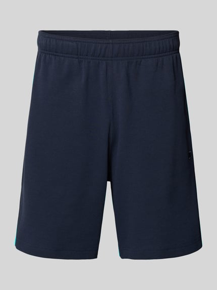 Produktfoto, Shorts mit elastischem Bund und Label-Stitching von CHAMPION in Dunkelblau, Baumwoll-Mix, Regular Fit, strukturierte Oberfläche