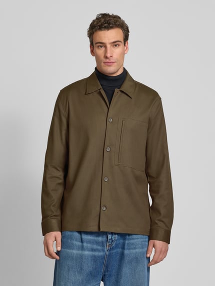 CK Calvin Klein Regular fit overhemdjack met kentkraag en viscose Olijfgroen - 4